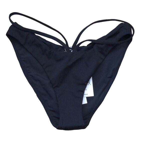Jonathan Simkhai Signature Emmalynn Bikini Bottom Black Crisscross M New - Picture 1 of 6